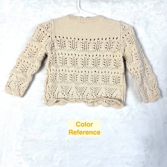 Baby B'gosh Button Front Chunky Crochet Cardigan Sweater Baby 12 Months Cream - Picture 3 of 4